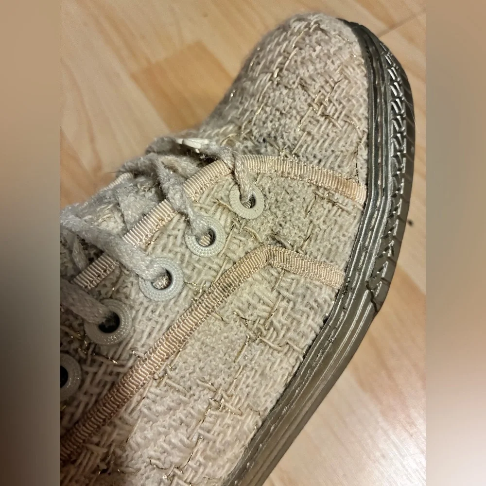 CHANEL Cream Tweed sneakers